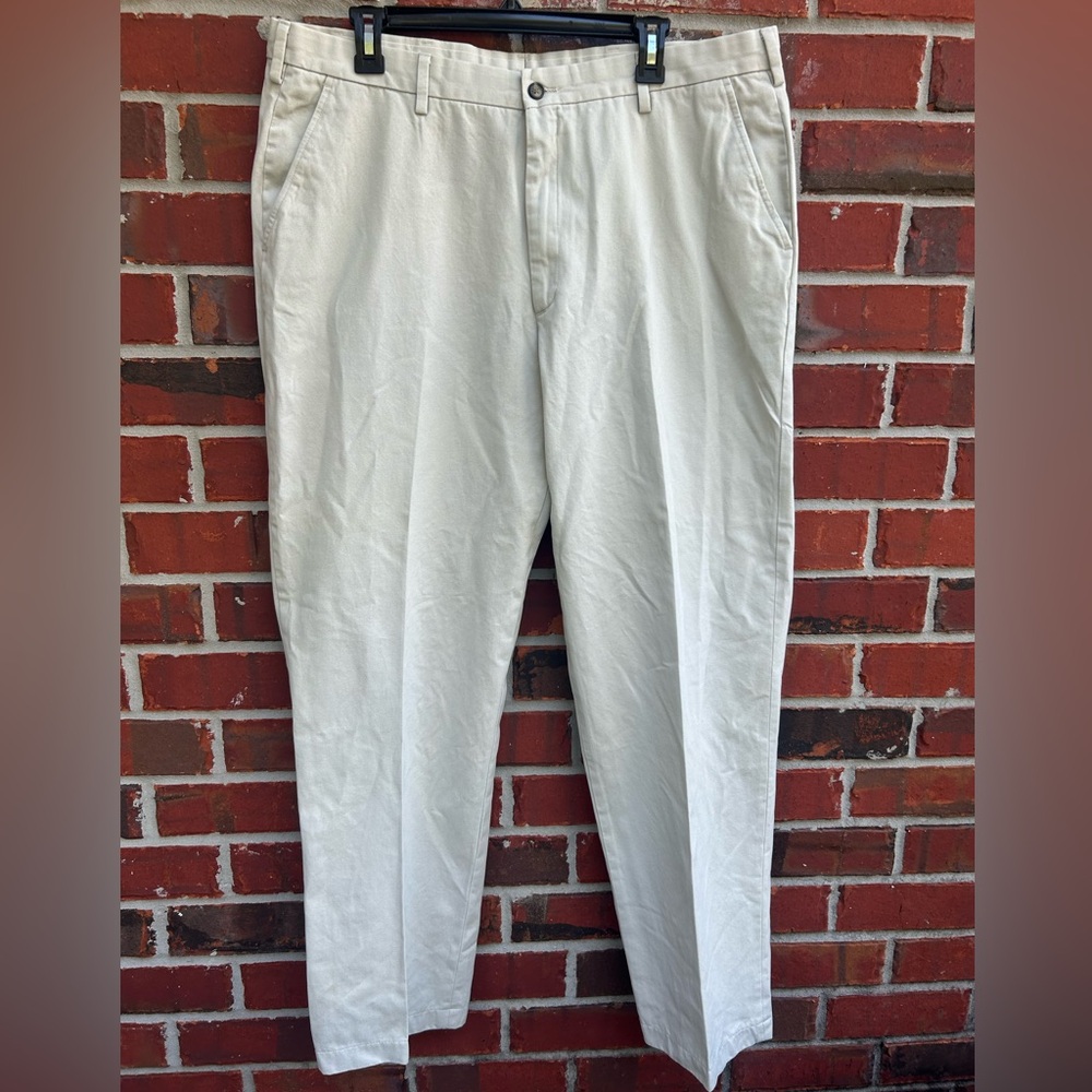 The Crawfish Chino by Perlis Mens Khaki Cotton Twill Flat Front Pants 38 x 32 C1